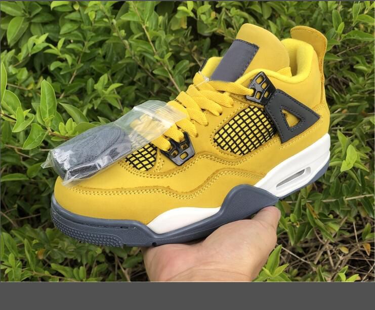 4 Lightnings Mens Basketball Shoes Red Thunder 4s Yellow White Dark