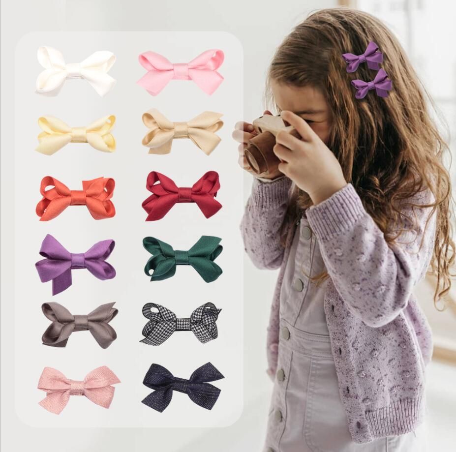 INS 13 Colores 3.5x6cm Tamaño Cabello Bow Girl Barrettes Accesorios para niñas Accesorios para niños Clipper o regalo de cumpleaños
