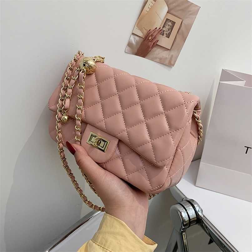 Lingge Chain Small PU Leather Crossbody Bags Summer Luxury Branded