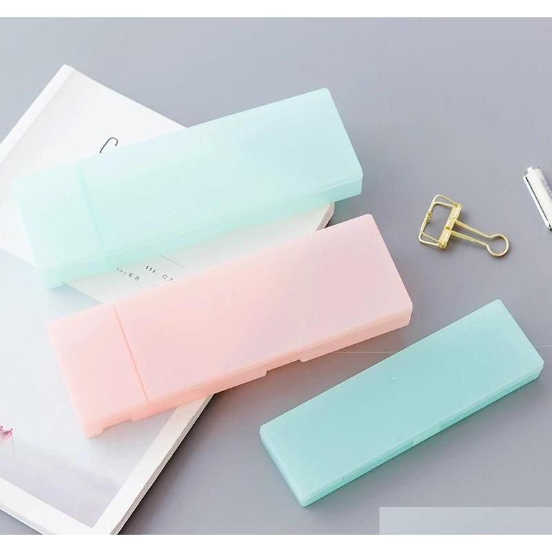 Cute Kawaii Transparent PP Plastic Pencil Case Lovely Pen Box For Kids Gift FI 