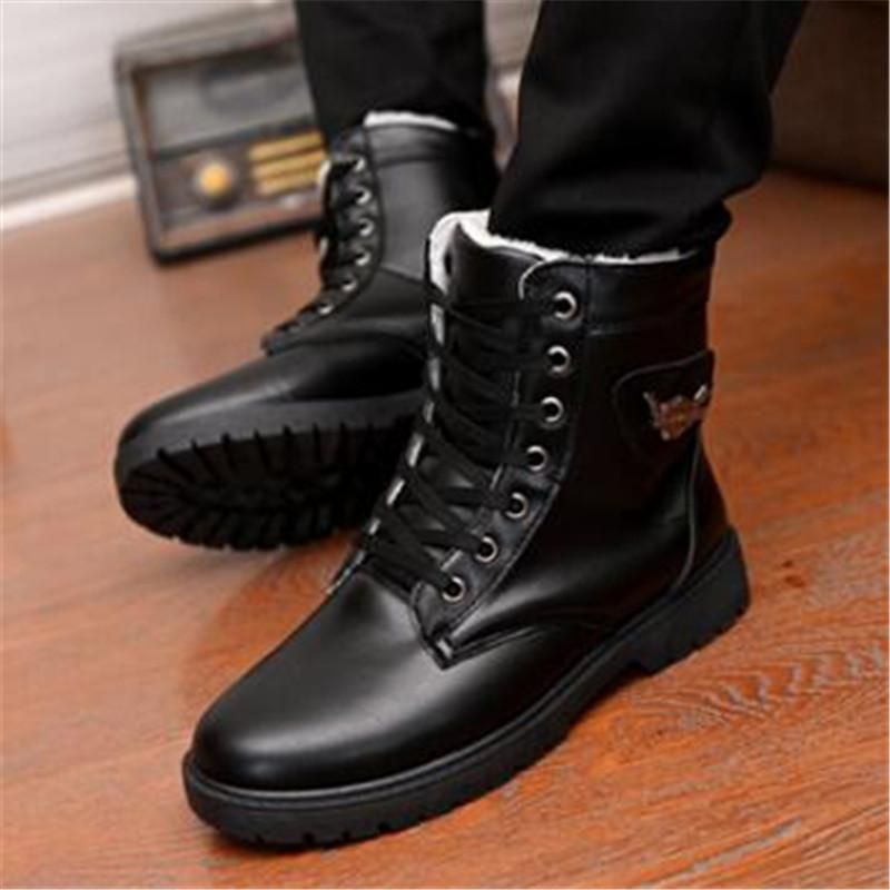 Koop Laarzen 2021 Mannen Schoenen Mode Warme Bont Winter Enkel Herfst  Lederen Schoenen Voor Man Hoge Top Casual Zwart Goedkoop | Snelle Levering  En Kwaliteit | Nl.Dhgate