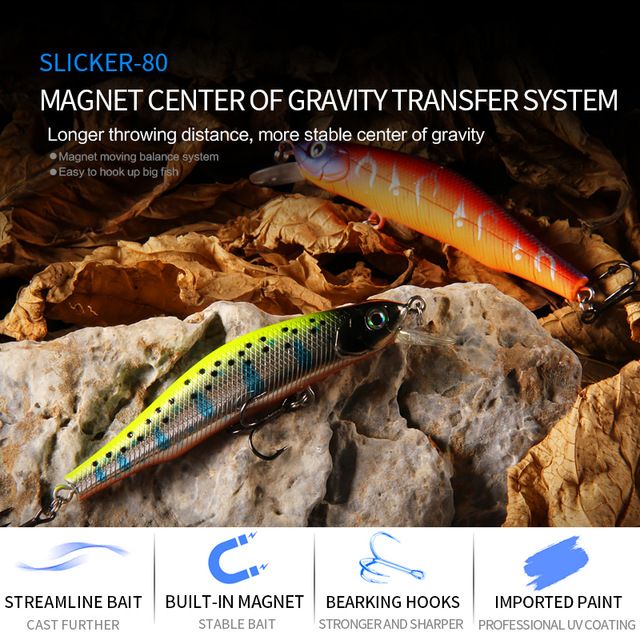 bearking 80mm 8.5g professional quality magnet weight fishing lures minnow crank hot model artificial bait tackle