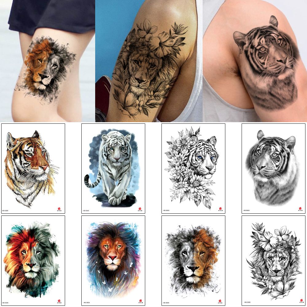 Animal Tattoo Transfer Paper Tiger Wolf Design Temporary Body Art Tattoo Sticker for Woman Man Arm Back Makeup Cartoon Colored Drawing Decal Animal Tattoo Transfer Paper Tiger Wolf Design Temporary Body Art Tattoo Sticker for Woman Man Arm Back Makeup Cartoon Colored Drawing Decal