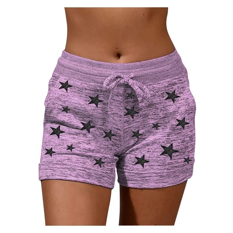 Pantalones cortos para Mujeres de cintura alta, casual, estampado impresión, corbata para