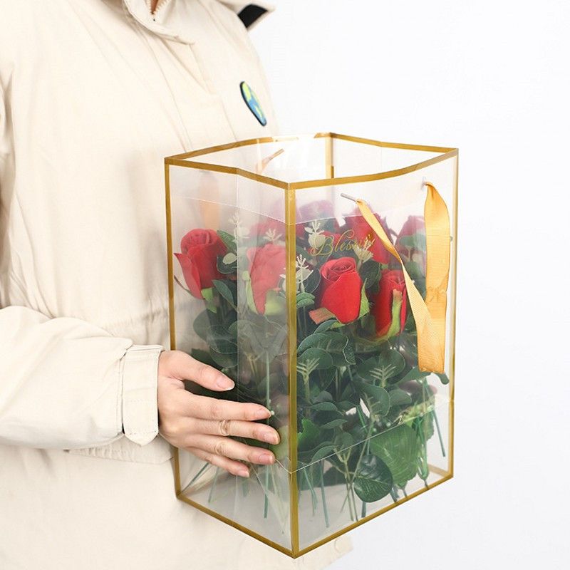 Bolsa de regalo de flores claras Paquete de flores de PVC Bolsa de paquete  para el
