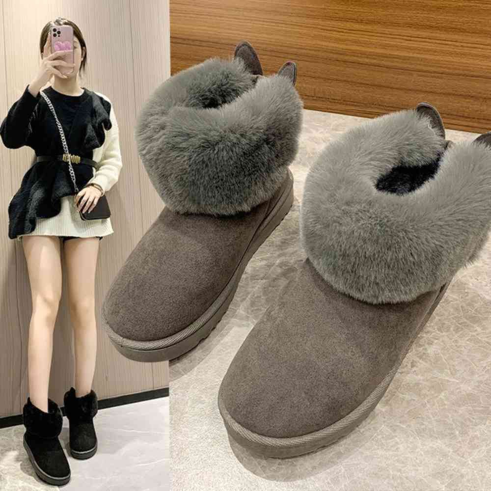 35-42 large women's shoes 41 fat feet thick bottom short cotton shoes women's Plush thickened northeast warm snow boots