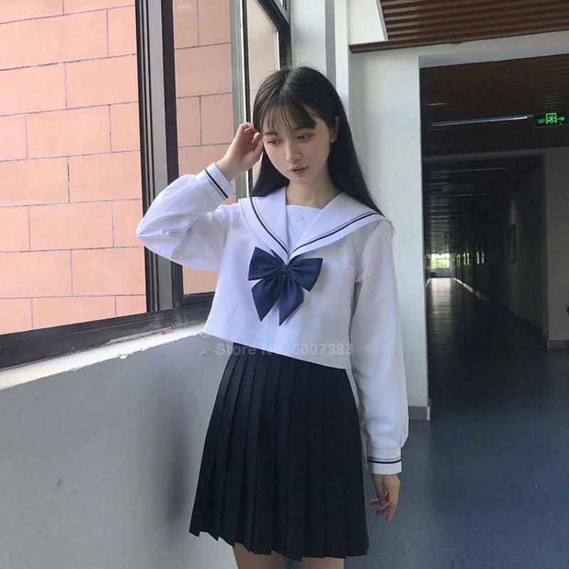 Japanese School Student Sailor Uniform JK Girls Blouse Pleated Skirt Suit