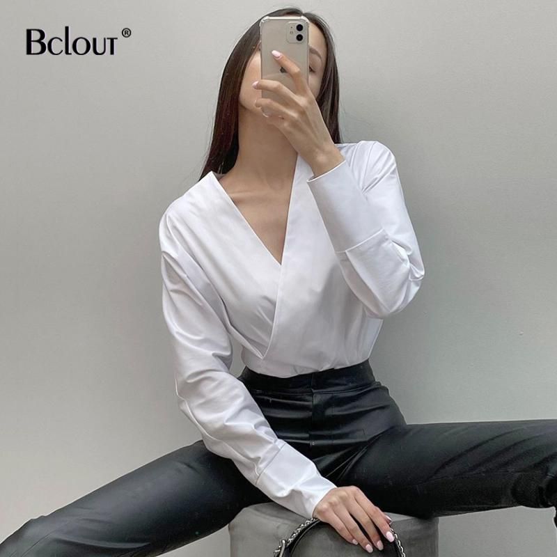 Blusas Moda Mujer Slim V Cuello Casual Manga Larga Blusas Moda Mujer Slim V Cuello Casual Manga Larga