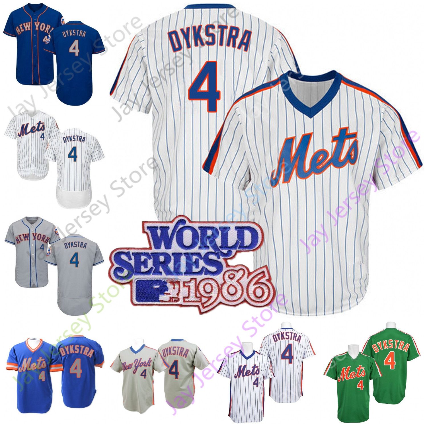 Shop Baseball Jerseys Online, Lenny 4 Dykstra Jersey Retro Blue Grey