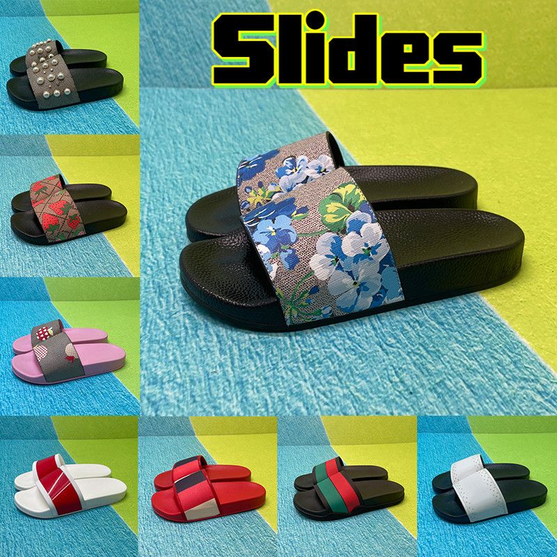 Z pudełko Designer Slides Sandals Mężczyźni Kobiety Buty Kwiatowe Pantofel Skórzane Gumowe Mieszkania Plaża Sandal Moda Luksusowe Marka Torba
