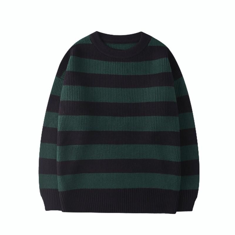 Мужские свитера 2021 осень старинные вязаные свитер женщины Harajuku повседневная хлопковая пуловер Tate Langdon же стиль зеленые полосатые вершины