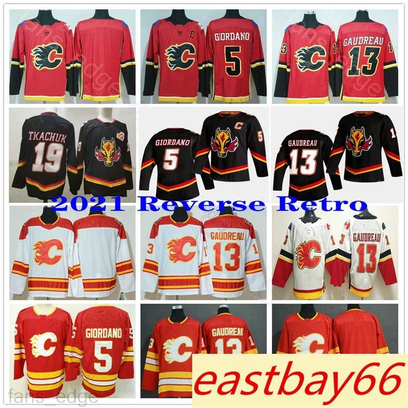 2021 2022 New Reverse Retro Black Calgary Flames #19 Matthew Tkachuk 5 Mark  Giordano 13 Johnny Gaudreau 23 Sean Monahan Ice Hockey Jerseys From  Top_eastbay66, $20.74