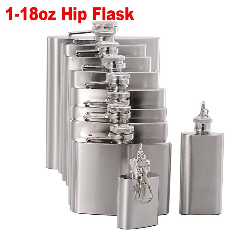 1-18oz Stainless Steel Hip Flask Drink Whiskey Vodka Bottle Holder Pocket Funnel 