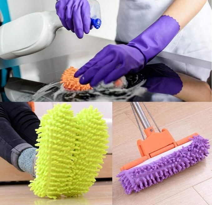 Chenille Mop Slippers Shoes Cover Dust Cleaning Floor House Washable Scrubbers 
