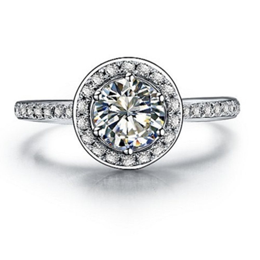 Trzy Człowiek Oryginalny 925 Silver Ring 1CT NSCD Symulowany Diament Pierścionek zaręczynowy dla kobiet Biżuteria