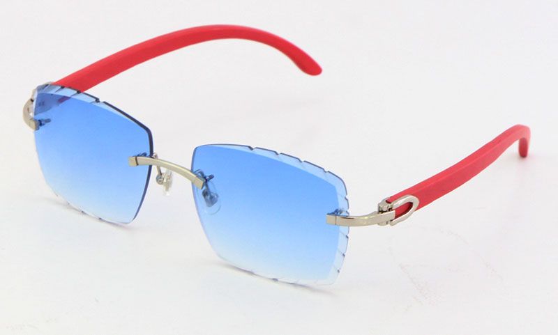 Red Wood Silver Blue Lens