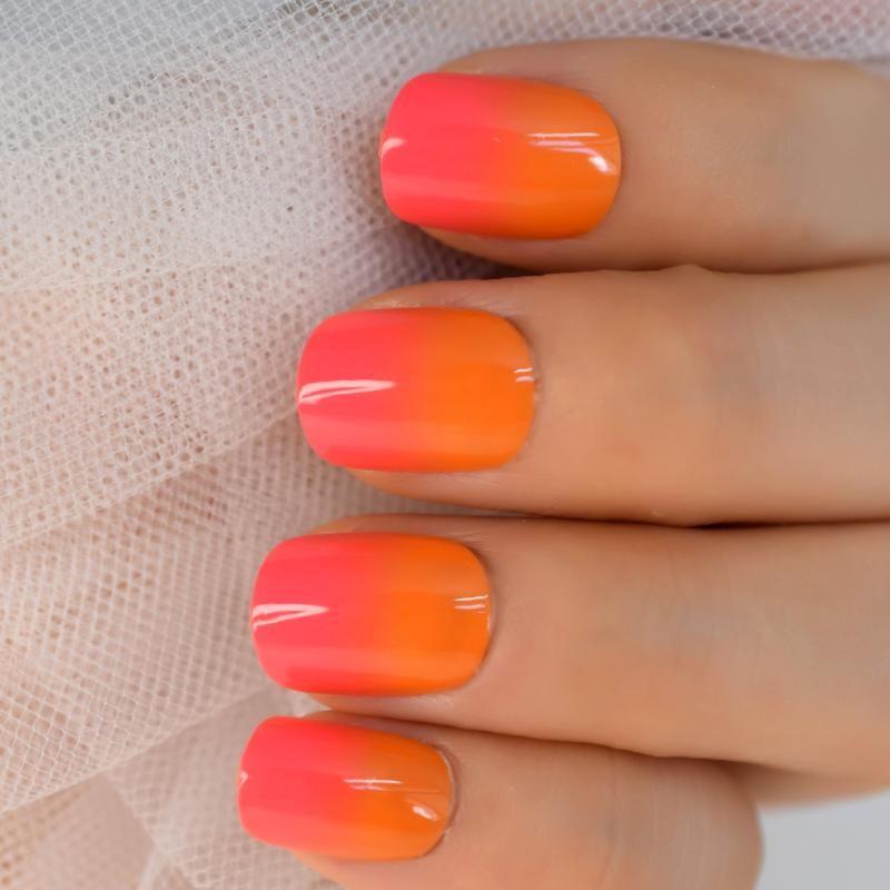 False Nails Ombre Orange Red French Tip Press On Short Round Full Cover Fake For School Office With Adhesive Sticker From Duaqiaocxue 1 9 Dhgate Com False Nails Ombre Orange Red French Tip Press On Short Round Full Cover Fake For School Office With Adhesive Sticker From Duaqiaocxue 1 9 Dhgate Com