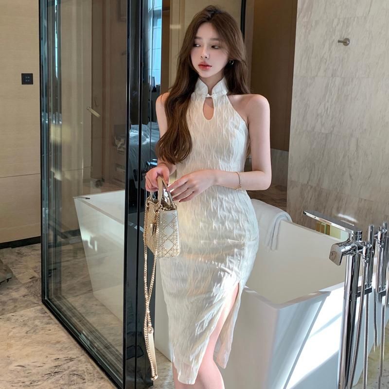 Ropa Étnica Mujeres Blanco Elegante QiPao Estilo Slim Cheongsam Moda Coreana Vestido De Noche Vestido Vestidos Vestidos Vestido Vestido De 32,44 € | DHgate