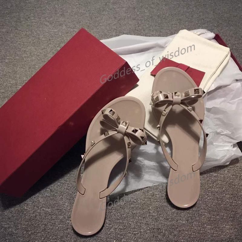 Valentino slippers planas para mujer, zapatos de jalea, de vidrio, chanclas, zapatos de playa, de verano
