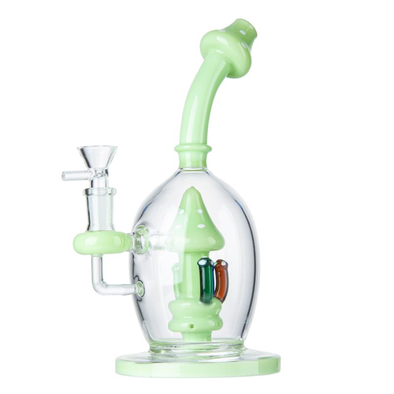 Groene glazen bong met kom