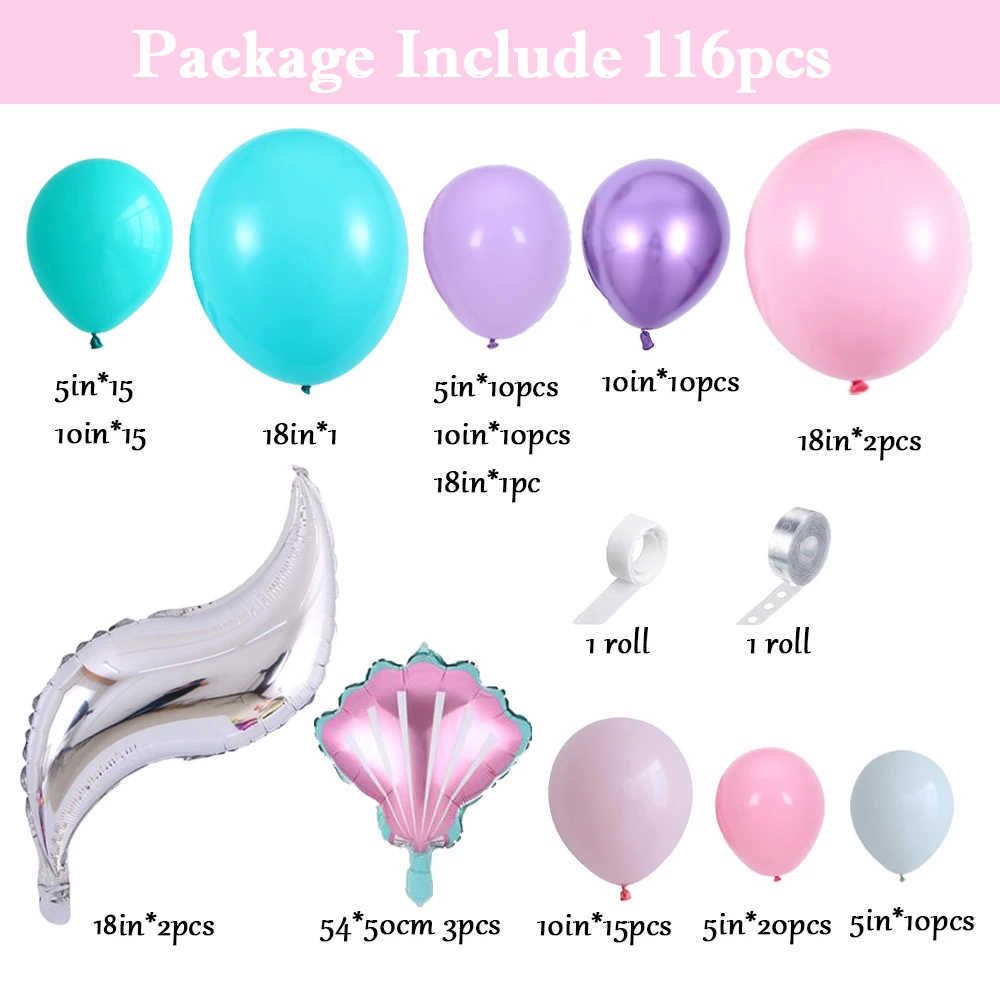 Mermaid Tail Shell Ballon Guirlande Arc Pink Purple Latex Ballon Bebe Baby Douche Fille 1er Anniversaire Fete Favors Decor De Mariage Y0929 Du 0 12 Dhgate