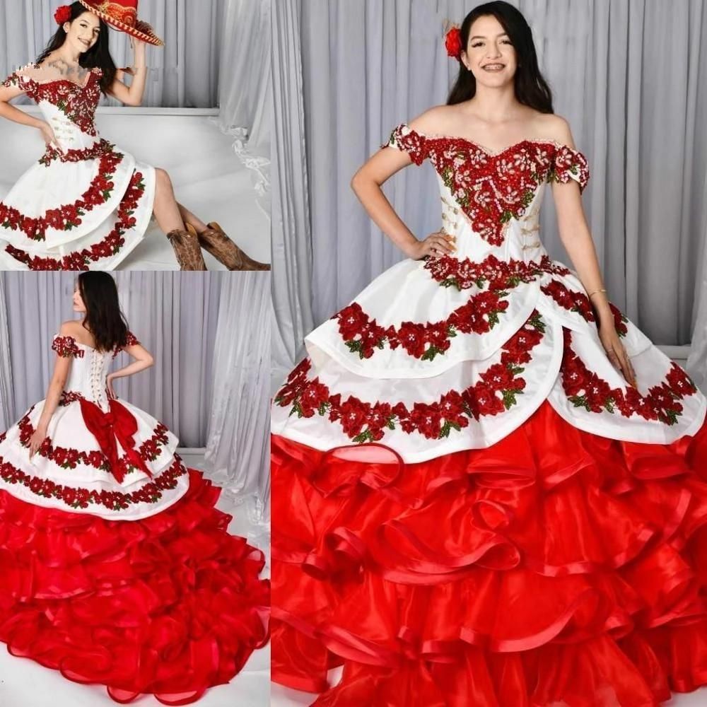 Vestidos únicos de quinceañera rojos y blancos con falda removible 2 en 1 Bordado Sweet 15 Vestidos únicos de quinceañera rojos y blancos con falda removible 2 en 1 Bordado Sweet 15