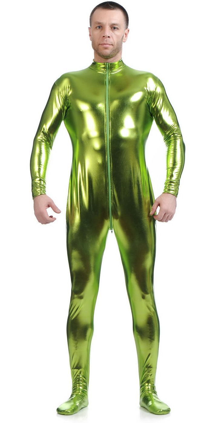 Traje de cuerpo para hombre Trajes Frente Largo Cremallera Pasto Verde Verde Lycra Metálicos Hombres Catsuit Traje de cuerpo para hombre Trajes Frente Largo Cremallera Pasto Verde Verde Lycra Metálicos Hombres Catsuit