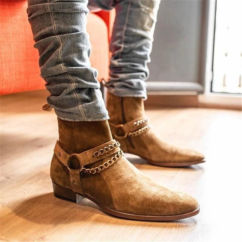 zapatos de punta redonda de cuero de vaca genuino botas para motocicleta de desierto Botas de nieve cálidas para hombre botines Vintage de alta calidad zapatos de punta redonda de cuero de vaca genuino botas para motocicleta de desierto Botas de nieve cálidas para hombre botines Vintage de alta calidad
