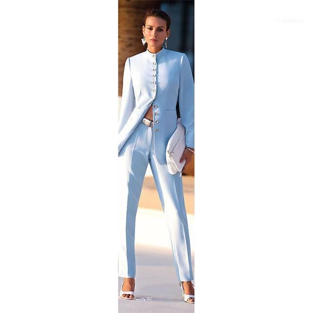 Light Blue Womens Business Suits Female 