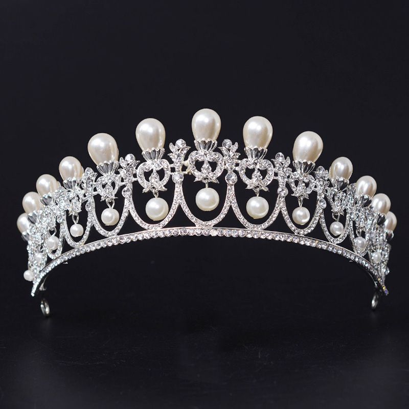 Color Plateado Grande Vintage Cristal Bridal Rhinestone Pageant Devide Accesorios El Cabello Pearl Boda DIADEM De 14,26 € | DHgate