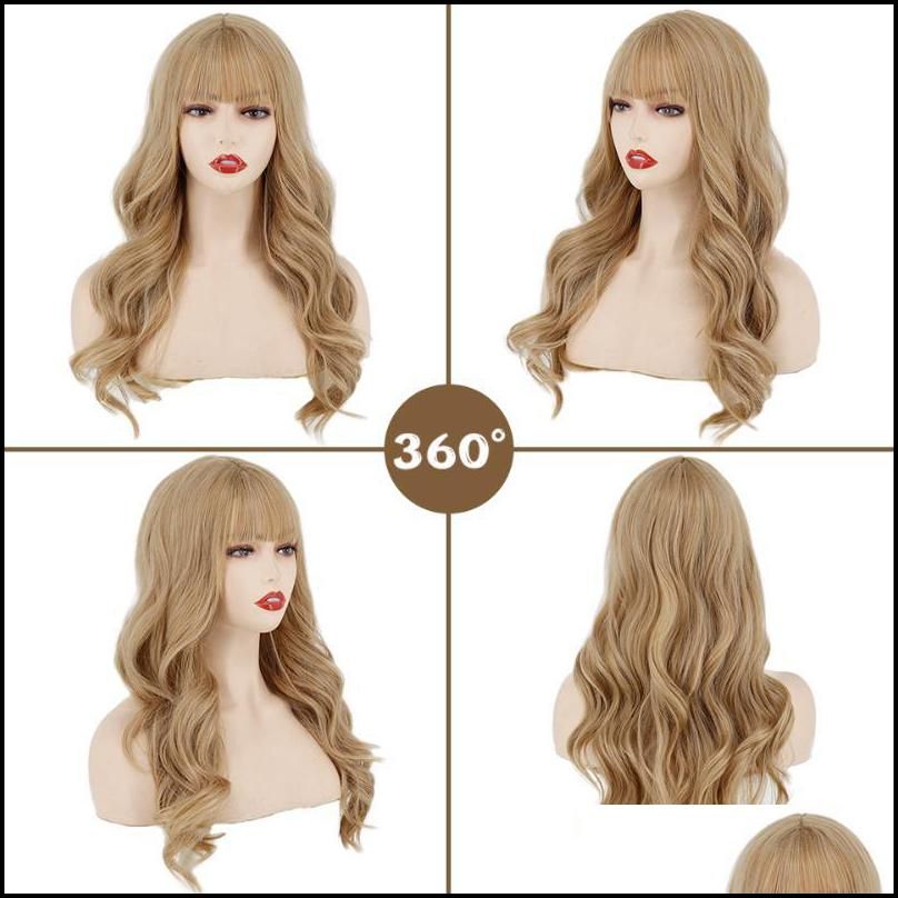 Synthetic Wigs Hair Products Blonde Wig With Bangs Long Wavy Ombre Curtain Bang For White Women Synthetic Wigs Hair Products Blonde Wig With Bangs Long Wavy Ombre Curtain Bang For White Women