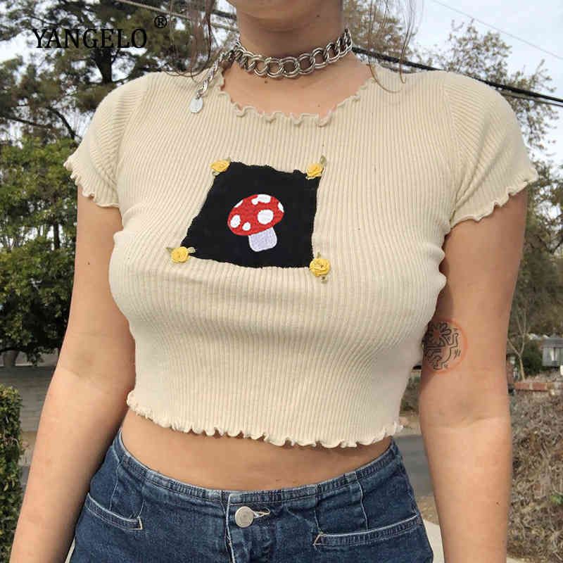 Acquistare Gothic Ruffles Hem T Shirt E Girl Indie Style Mushroom Graphic  Patchwork Crop Top Donna O Neck Skinny Streetwear Tee Economico | Consegna  Veloce E Qualità | DHgate Italy