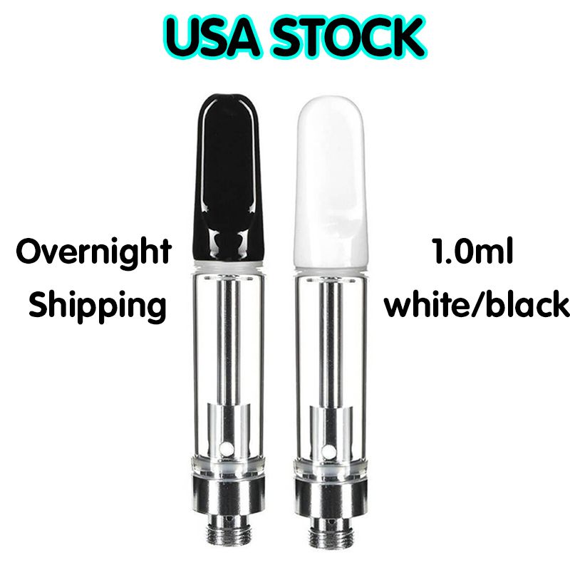 USA Stock Empty Vape Cartridges E Cig Atomizer Tank 1ml White Black Limited Quantity Disposable Carts