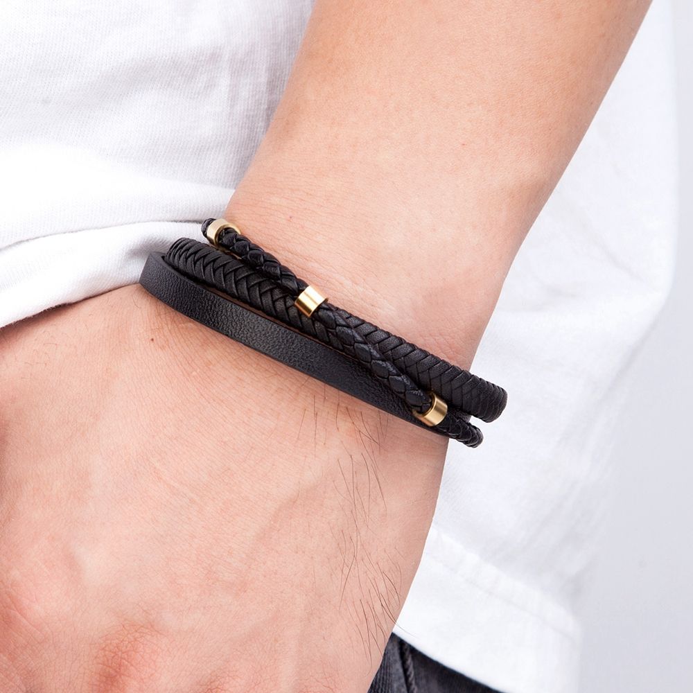 Pulsera De Pulsera De Cuero De Tres Capas Pulsera De Hombre Pulsera De Pulsera De Cuero De Tres Capas Pulsera De Hombre