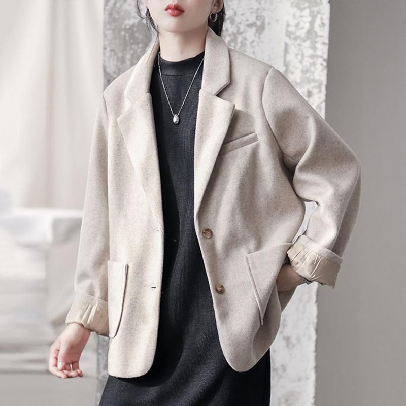 Compra Muchas De Lana Para Mujer 2021 Primavera Traje De Verano Cuello  Elegante Blazer Mujer Corea Oficina Dama Simple Espesano Casual Woolen Coat  Tide V219 Barato | Entrega Rápida Y Calidad | Es.Dhgate
