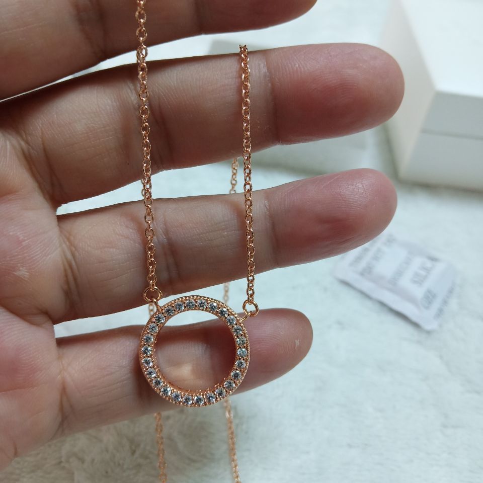 18K Rose Gold Collar colgante de de planta esterlina con caja para