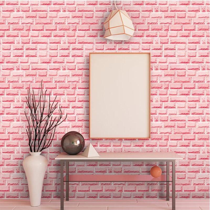 Fondos de pantalla 3D Pink Ladrillo Pared Papel PVC autoadhesivo Fondo de pantalla Roll para sala Fondos de pantalla 3D Pink Ladrillo Pared Papel PVC autoadhesivo Fondo de pantalla Roll para sala