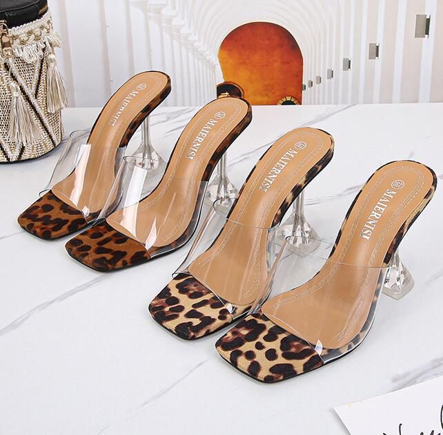 leopard clear sandals