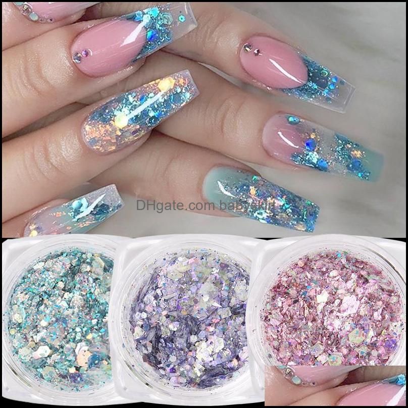 Salón de uñas Health Beautynail Glitter Powder lentejuelas Nails Mixtos Oro  Rosa 3D Brillante Láser Gel