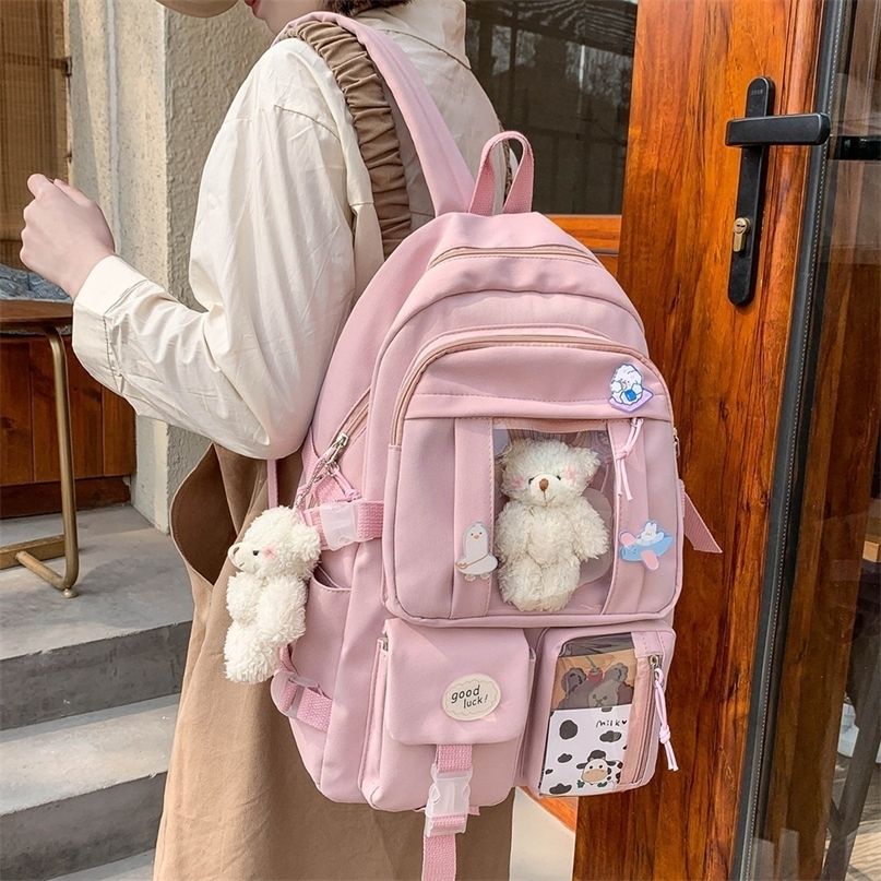 transacción licencia hacer los deberes Bolsas de mochila para chicas de secundaria japonesa para adolescentes  Multi Bolsillos Kawaii Mujeres Harajuku Cute