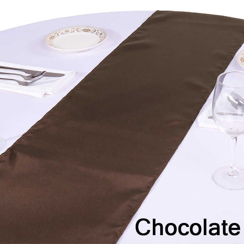 Runners de table en satin au chocolat-30x275cm