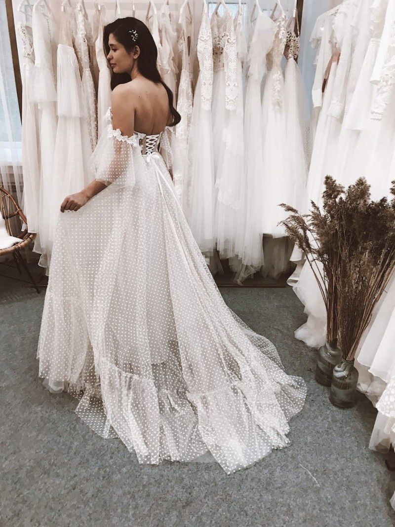 bohemian corset wedding dress