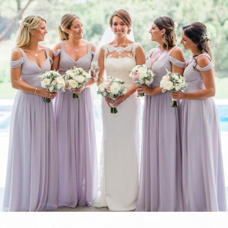 2022 Lilac Bridesmaid Dresses A Line Ruffle Off The Shoulder Zip Back Floor Length Chiffon Wedding Guest Party Gowns Prom Maid Of Honor Dress 2022 Lilac Bridesmaid Dresses A Line Ruffle Off The Shoulder Zip Back Floor Length Chiffon Wedding Guest Party Gowns Prom Maid Of Honor Dress