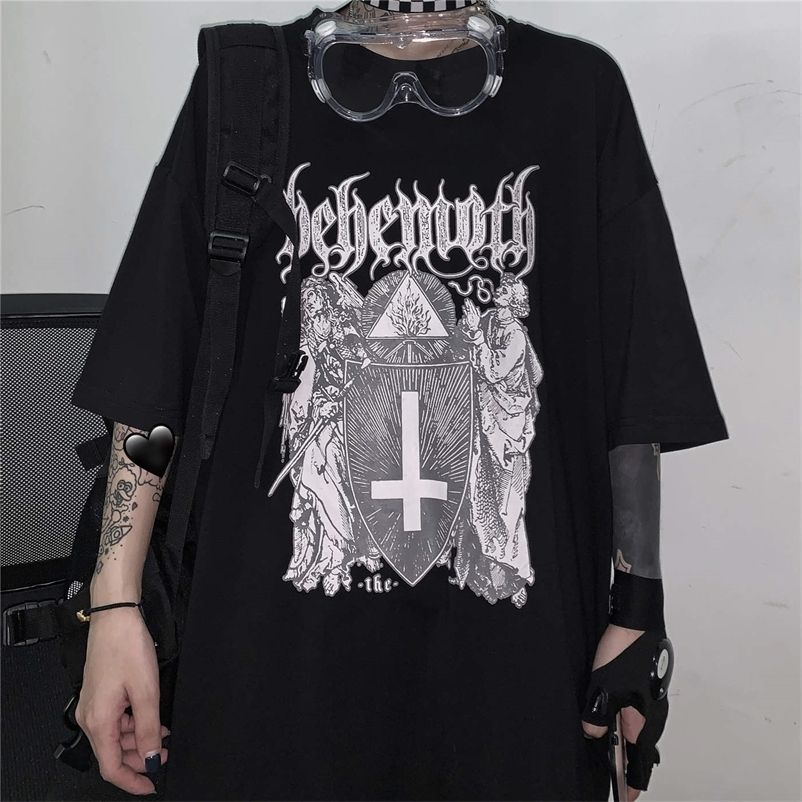 Qweek Goth Harajuku Tshirt Emo Stijl Mall Goth Tops Zomer Punk Rock Gothic Grafische T Shirts