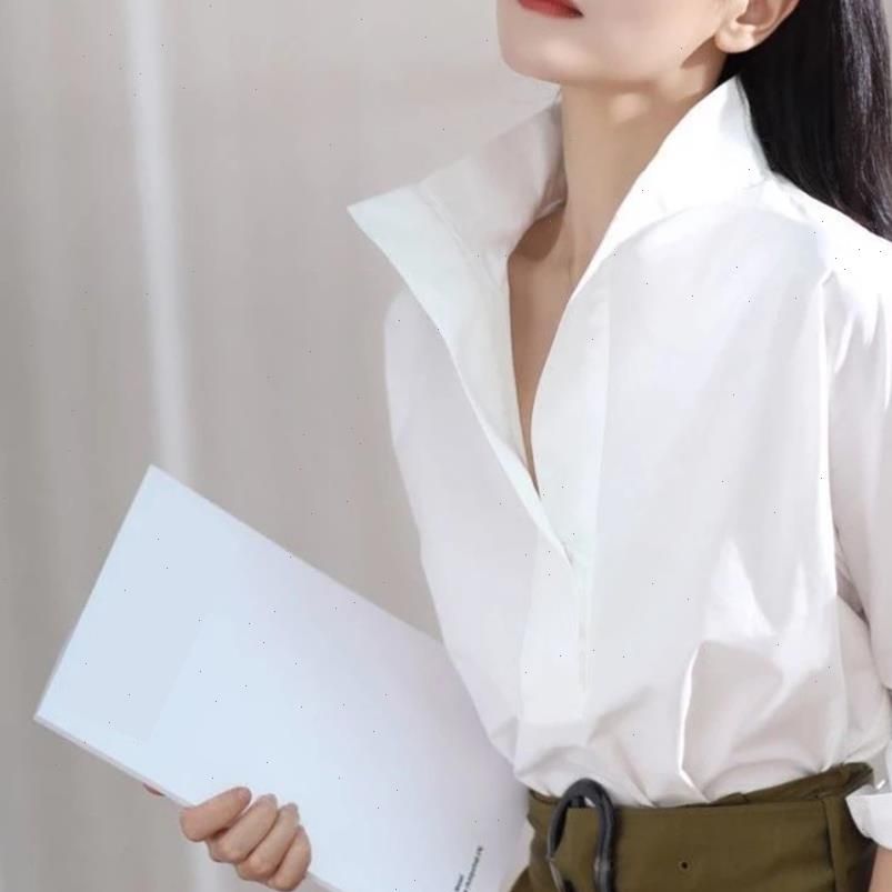 Otoño Algodón Murciélago 7 Camisa Para Mujer Ancha Collar Suelta Blanca Moda Moderna Y Elegante Blusa De 40,16 € | DHgate