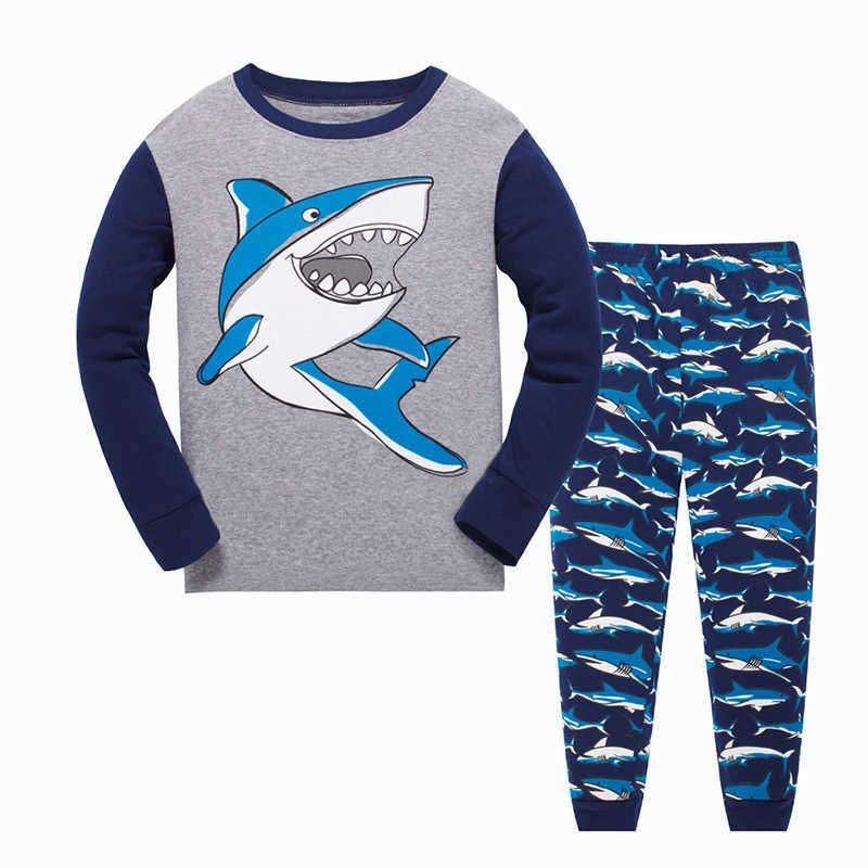 Hogar Para Niños Conjunto De Otoño Tiburón Impreso Pijamas Pijamas De Manga Larga Para Niños Paño De Aire Acondicionado De 10,73 € | DHgate