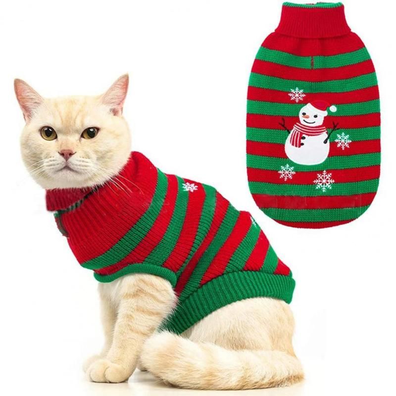 erupción como resultado Discriminar Disfraces de gatos suéter mascota ropa de muñeco de nieve patrón de punto  de punto chaleco