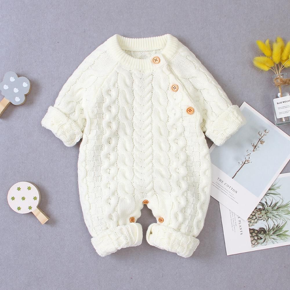 Wool Blend Newborn Kids Romper Warm Knit Sweater Long Sleeve Infant Jumpsuit