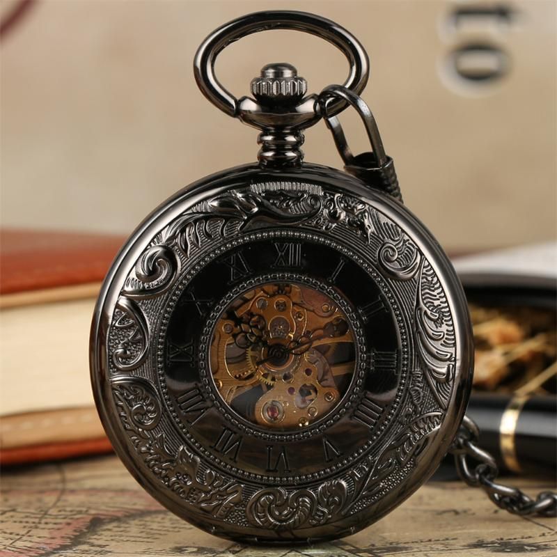 Acquistare Orologi Da Tasca Classic Numero Nero Romano Numeri Meccanici A  Carica A Carica A Mano Liscio Specchio Posteriore Copertina Vintage Fob  Catena Orologio Economico | Consegna Veloce E Qualità | It.Dhgate