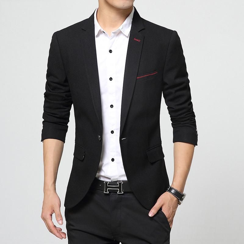 de estilo coreano para hombre blazer traje chaqueta fiesta de ropa ajustada realizada azul